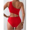 imageMilumia Womens Cut Out One Piece Swimsuit One Shoulder Sleeveless Wireless Bathing SuitsRed