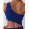 imageMilumia Womens Cut Out One Piece Swimsuit One Shoulder Sleeveless Wireless Bathing SuitsRoyal Blue