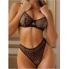 imageMilumia Womens Leopard Lingerie Sets Cheetah See Through Mesh Bra and Panty 2 PieceBrown