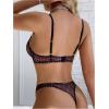 imageMilumia Womens Leopard Lingerie Sets Cheetah See Through Mesh Bra and Panty 2 PiecePurple