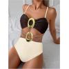 imageMilumia Womens Metal Ring One Piece Swimsuit Cut Out Strapless Bandeau Bathing SuitsApricot Brown