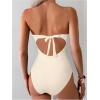 imageMilumia Womens Metal Ring One Piece Swimsuit Cut Out Strapless Bandeau Bathing SuitsApricot Brown