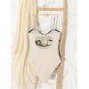 imageMilumia Womens Metal Ring One Piece Swimsuit Cut Out Strapless Bandeau Bathing SuitsApricot Brown