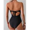 imageMilumia Womens Metal Ring One Piece Swimsuit Cut Out Strapless Bandeau Bathing SuitsBlack
