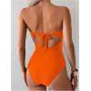 imageMilumia Womens Metal Ring One Piece Swimsuit Cut Out Strapless Bandeau Bathing SuitsOrange