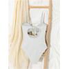 imageMilumia Womens Metal Ring One Piece Swimsuit Cut Out Strapless Bandeau Bathing SuitsWhite