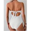 imageMilumia Womens Metal Ring One Piece Swimsuit Cut Out Strapless Bandeau Bathing SuitsWhite