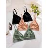 imageMilumia Womens Plus Size 3 Pack Triangle Adjustable Strap Wireless Unpadded Bra Bralette SetsBlack Orange Green