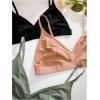 imageMilumia Womens Plus Size 3 Pack Triangle Adjustable Strap Wireless Unpadded Bra Bralette SetsBlack Orange Green