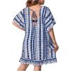 imageMilumia Womens Plus Size Swim Coverup Tie Dye A Line Bikini Cover Ups BeachwearBlue and White