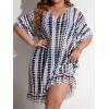 imageMilumia Womens Plus Size Swim Coverup Tie Dye A Line Bikini Cover Ups BeachwearMulti Black and White