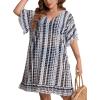 imageMilumia Womens Plus Size Swim Coverup Tie Dye A Line Bikini Cover Ups BeachwearMulti Black and White