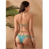 imageMilumia Womens Ruffle Bikini Set Boho Floral Geo Print Tie Halter Frill Swimwear Sexy Bathing SuitLight Sea Green