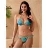 imageMilumia Womens Ruffle Bikini Set Boho Floral Geo Print Tie Halter Frill Swimwear Sexy Bathing SuitLight Sea Green
