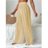 imageMilumia Womens Summer Linen Bathing Suit Cover Up Swim Beach Pants Sheer Wide Leg Swimsuit Coverup PantsApricot