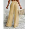 imageMilumia Womens Summer Linen Bathing Suit Cover Up Swim Beach Pants Sheer Wide Leg Swimsuit Coverup PantsApricot