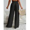 imageMilumia Womens Summer Linen Bathing Suit Cover Up Swim Beach Pants Sheer Wide Leg Swimsuit Coverup PantsBlack
