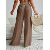imageMilumia Womens Summer Linen Bathing Suit Cover Up Swim Beach Pants Sheer Wide Leg Swimsuit Coverup PantsBrown