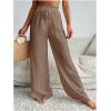 imageMilumia Womens Summer Linen Bathing Suit Cover Up Swim Beach Pants Sheer Wide Leg Swimsuit Coverup PantsBrown