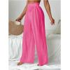 imageMilumia Womens Summer Linen Bathing Suit Cover Up Swim Beach Pants Sheer Wide Leg Swimsuit Coverup PantsPink