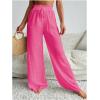 imageMilumia Womens Summer Linen Bathing Suit Cover Up Swim Beach Pants Sheer Wide Leg Swimsuit Coverup PantsPink