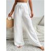 imageMilumia Womens Summer Linen Bathing Suit Cover Up Swim Beach Pants Sheer Wide Leg Swimsuit Coverup PantsWhite