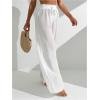 imageMilumia Womens Summer Linen Bathing Suit Cover Up Swim Beach Pants Sheer Wide Leg Swimsuit Coverup PantsWhite