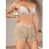 imageMilumia Womens Swimsuit Crochet Cover Up Shorts Drawstring Beach Swim Coverup ShortsApricot