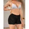 imageMilumia Womens Swimsuit Crochet Cover Up Shorts Drawstring Beach Swim Coverup ShortsBlack
