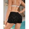 imageMilumia Womens Swimsuit Crochet Cover Up Shorts Drawstring Beach Swim Coverup ShortsBlack