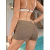 imageMilumia Womens Swimsuit Crochet Cover Up Shorts Drawstring Beach Swim Coverup ShortsKhaki