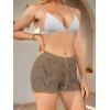 imageMilumia Womens Swimsuit Crochet Cover Up Shorts Drawstring Beach Swim Coverup ShortsKhaki