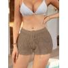 imageMilumia Womens Swimsuit Crochet Cover Up Shorts Drawstring Beach Swim Coverup ShortsKhaki