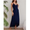 imageMilumia Womens Tassel Trim Wrap Beach Cover Up Long Dress Sleeveless Bikini Coverups KmonoDark Blue