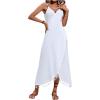 imageMilumia Womens Tassel Trim Wrap Beach Cover Up Long Dress Sleeveless Bikini Coverups KmonoWhite