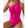 imageMilumia Womens Twisted Front Cut Out Monokini Asymmetrical Neck One Piece SwimsuitHot Pink