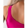 imageMilumia Womens Twisted Front Cut Out Monokini Asymmetrical Neck One Piece SwimsuitHot Pink