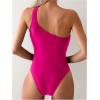 imageMilumia Womens Twisted Front Cut Out Monokini Asymmetrical Neck One Piece SwimsuitHot Pink