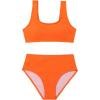 imageMilumia Girls 2 Piece Bathing Suit Solid Sport High Waist Bikini Set SwimsuitSolid Light Orange