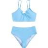 imageMilumia Girls 2 Piece Bikini Sets Ring Linked Spaghetti Strap Swimsuit Bathing SuitBlue