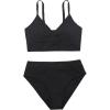 imageMilumia Girls 2 Piece Swimsuit Spaghetti Strap Wireless High Waisted Bikini SetBlack