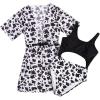 imageMilumia Girls 2 Piece Swimwear Cow Print Colorblock Cutout One Piece Swimsuit with Cover UpsBlack and White