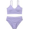 imageMilumia Girls Cute Two Piece Swimsuit V Neck Spaghetti Strap Wireless Bikini SetPurple