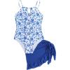 imageMilumia Girls Floral Halter Cutout One Piece Swimsuit with Ruffle Cover Up SkirtsDeep Blue