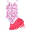 imageMilumia Girls Floral Halter Cutout One Piece Swimsuit with Ruffle Cover Up SkirtsPink