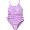 imageMilumia Girls One Piece Swimsuit Ruched Bow Tie Side Scoop Neck Vacation SwimwearLilac Purple