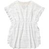 imageMilumia Girls Ruffle Trim Short Sleeve Beach Cover Ups Crochet Cover Up TopsWhite