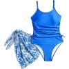 imageMilumia Girls Spaghetti Strap Bowknot One Piece Bathing Suit with Cover Up SkirtBlue
