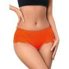 imageMilumia Women Sexy Lace Satin Silk Panties Underwear Mid Waist Breathable Bikini BriefsBurnt Orange