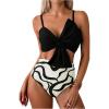 imageMilumia Womens 2 Piece High Waisted Bow Bikini Set Twist Front Ruched Swimsuits Bathing SuitsBlack and White